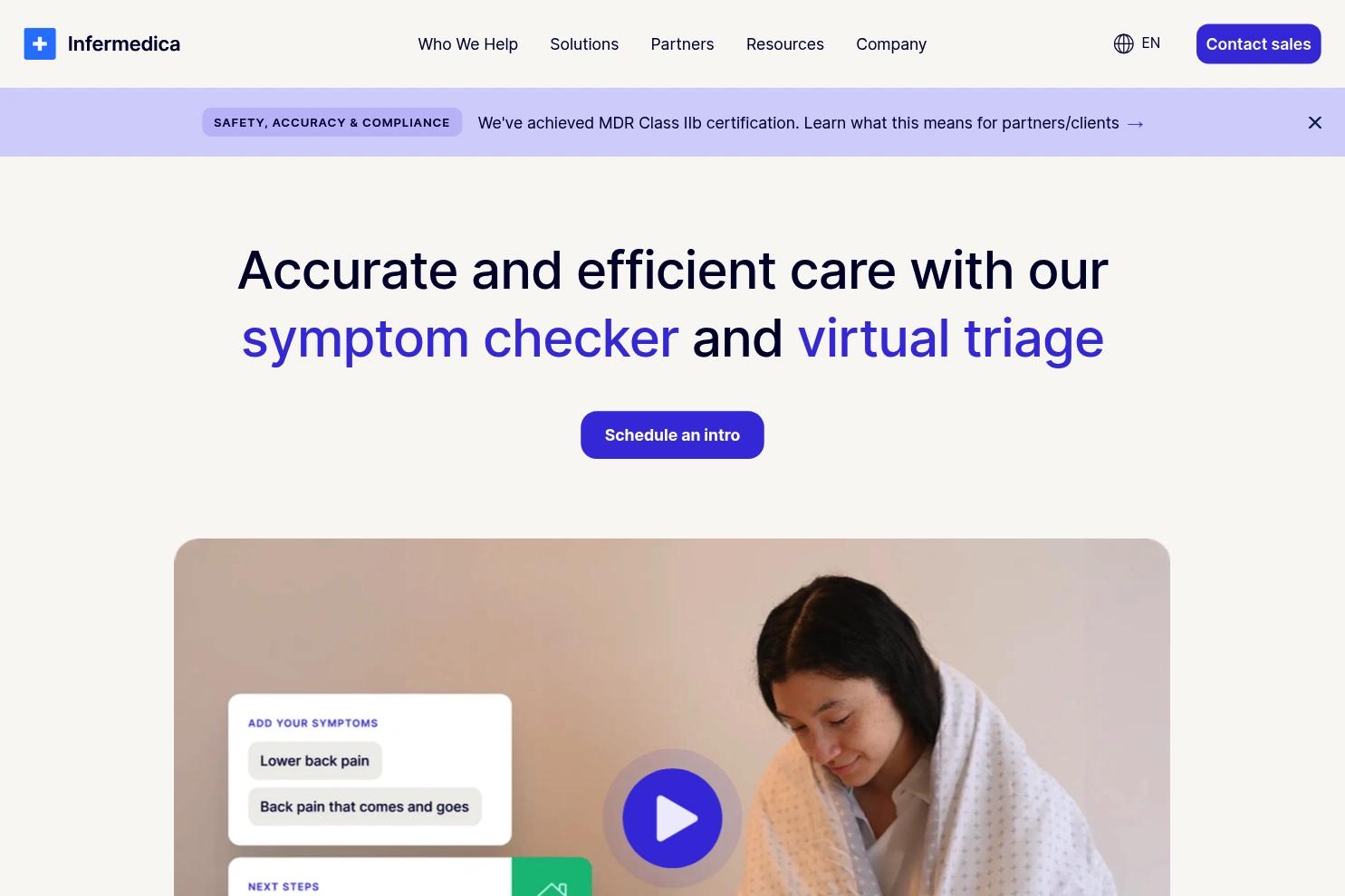 Infermedica website screenshot