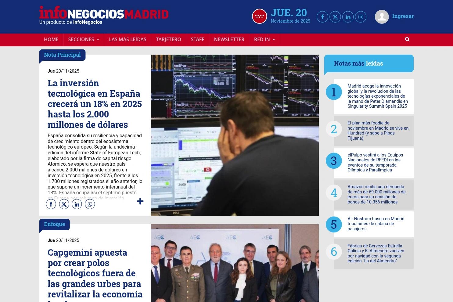 InfoNegocios Madrid website screenshot