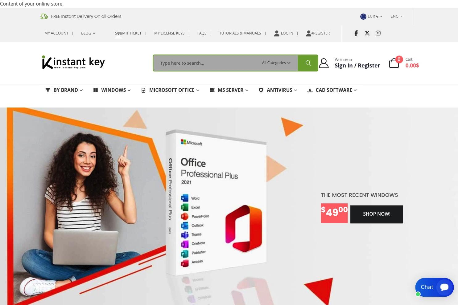 Instant Key website screenshot
