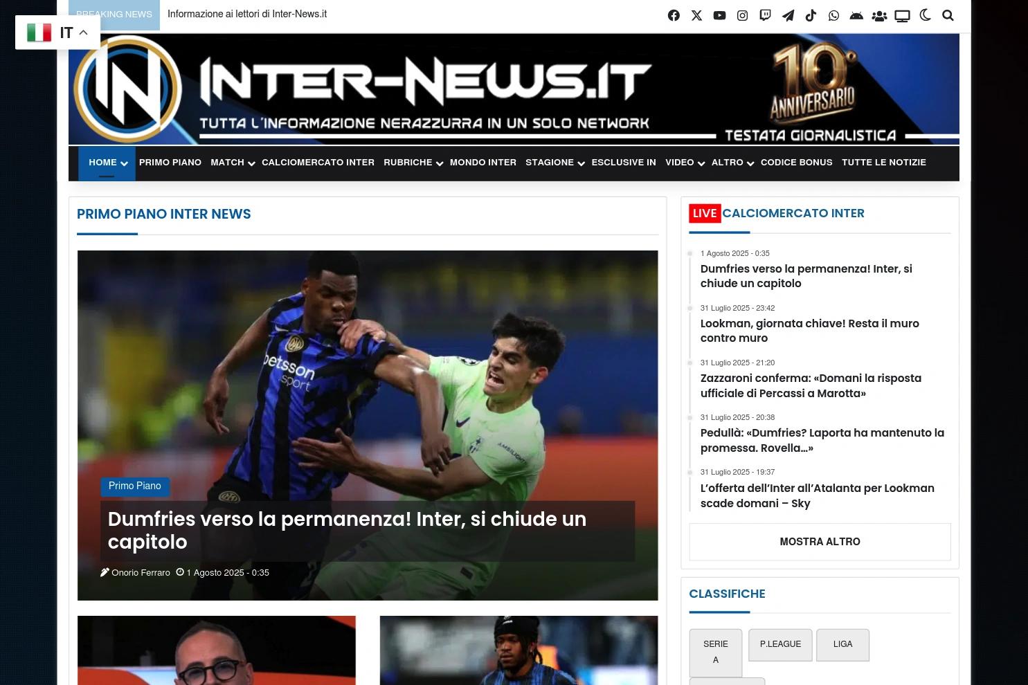 Inter News website screenshot