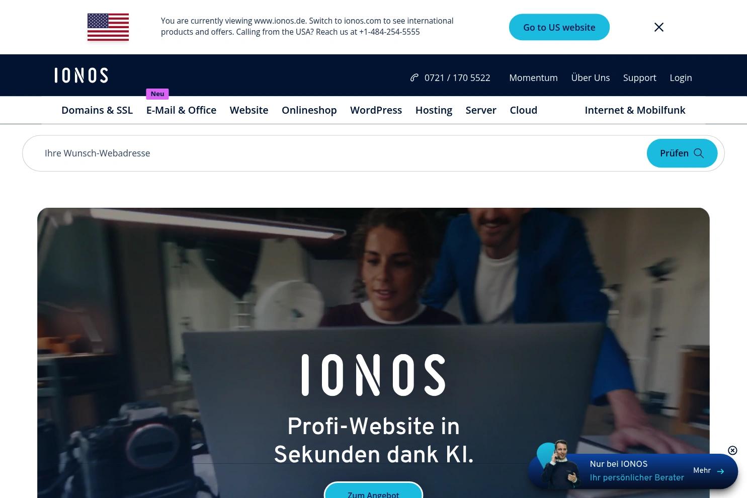 IONOS website screenshot
