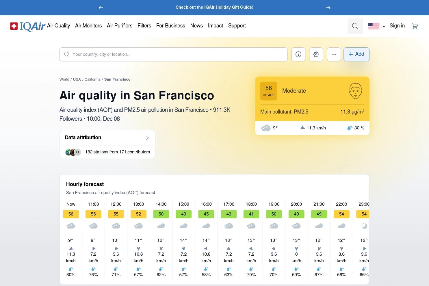 IQAir website screenshot
