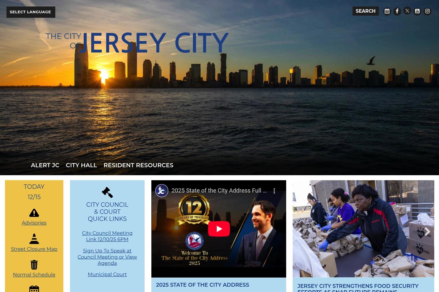 Jersey City Government website screenshot