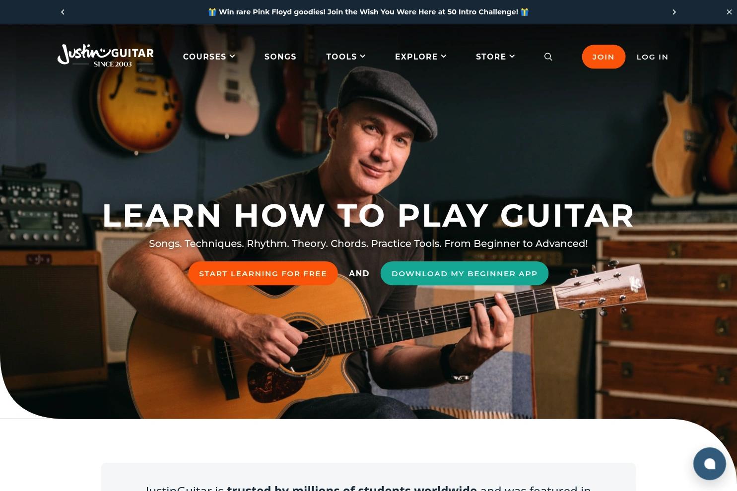 JustinGuitar website screenshot
