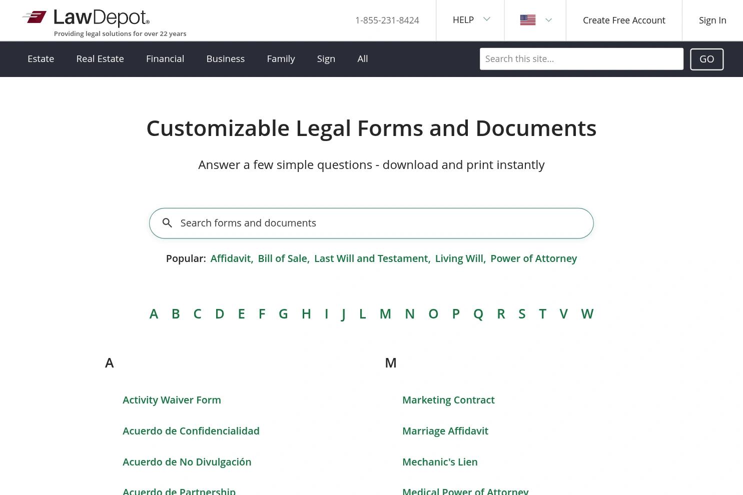LawDepot website screenshot