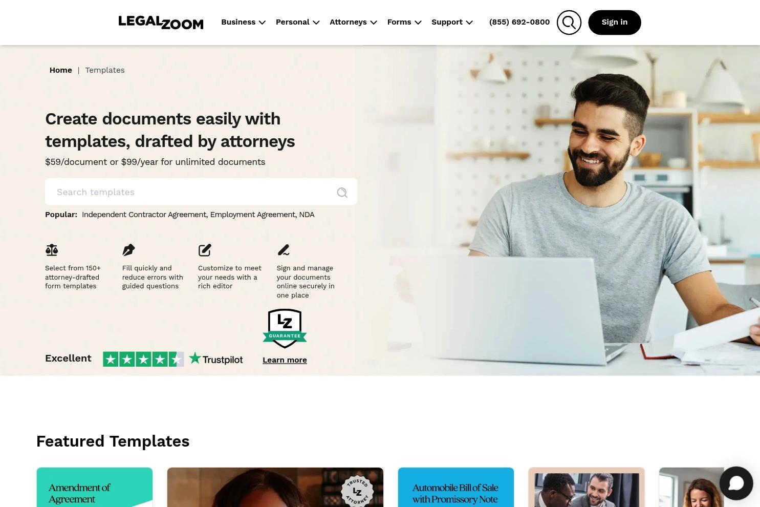 LegalZoom website screenshot