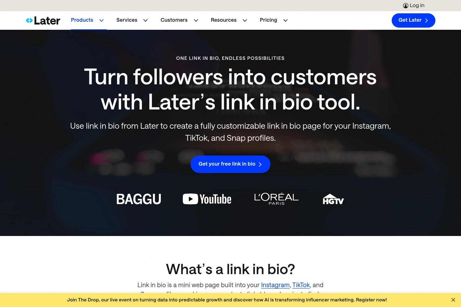Linkin.bio website screenshot