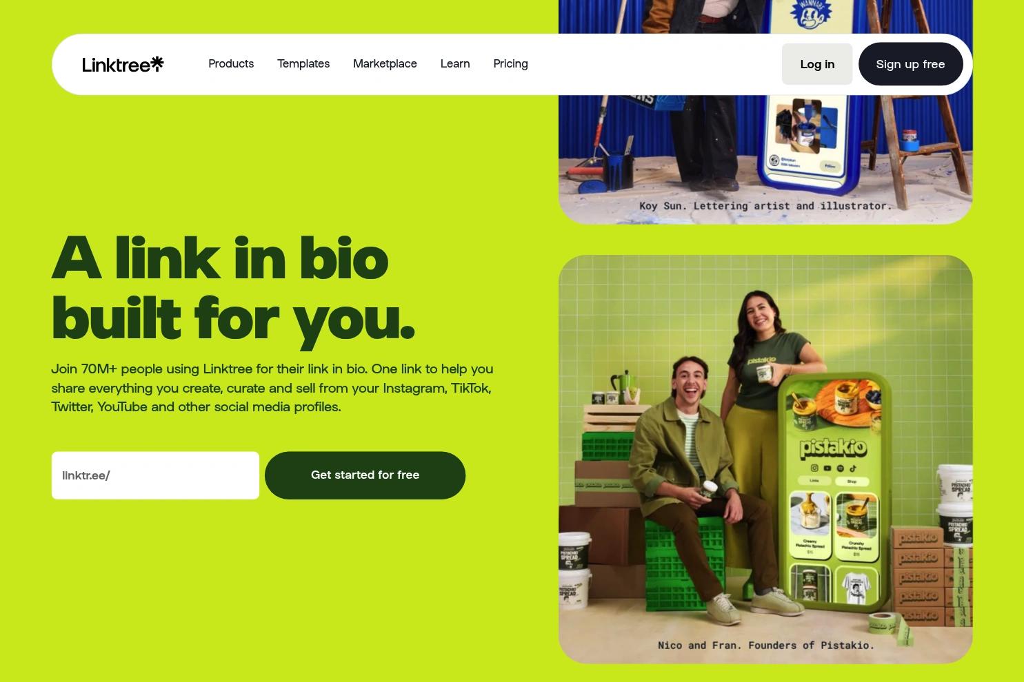 Linktree website screenshot