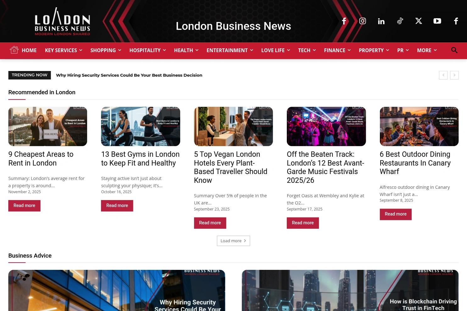 London Business News website screenshot