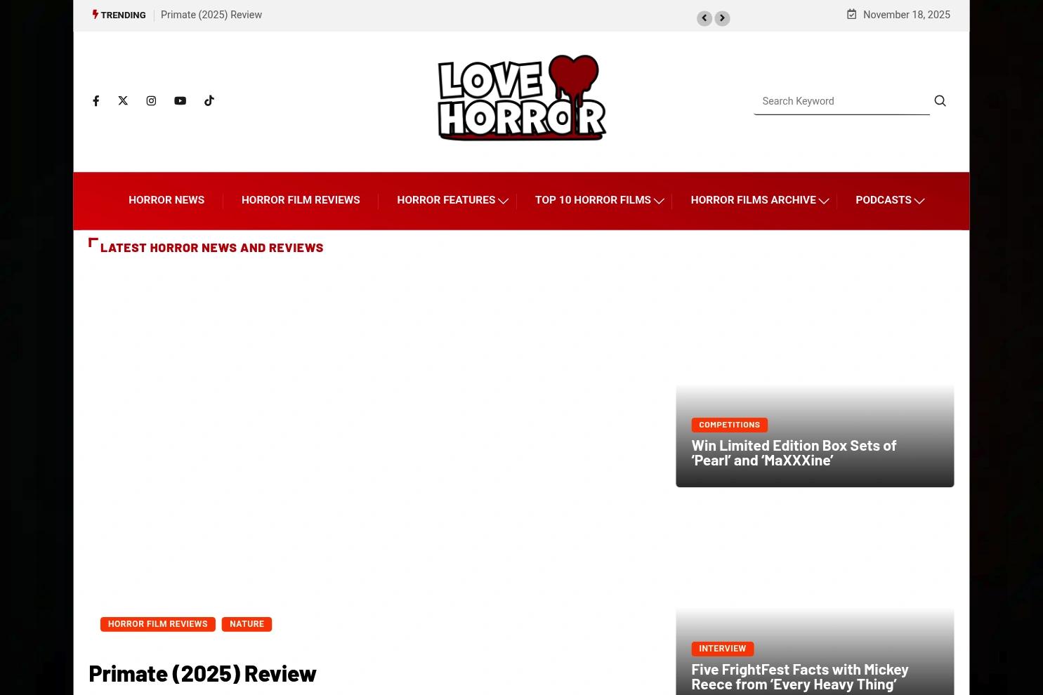 Love Horror website screenshot