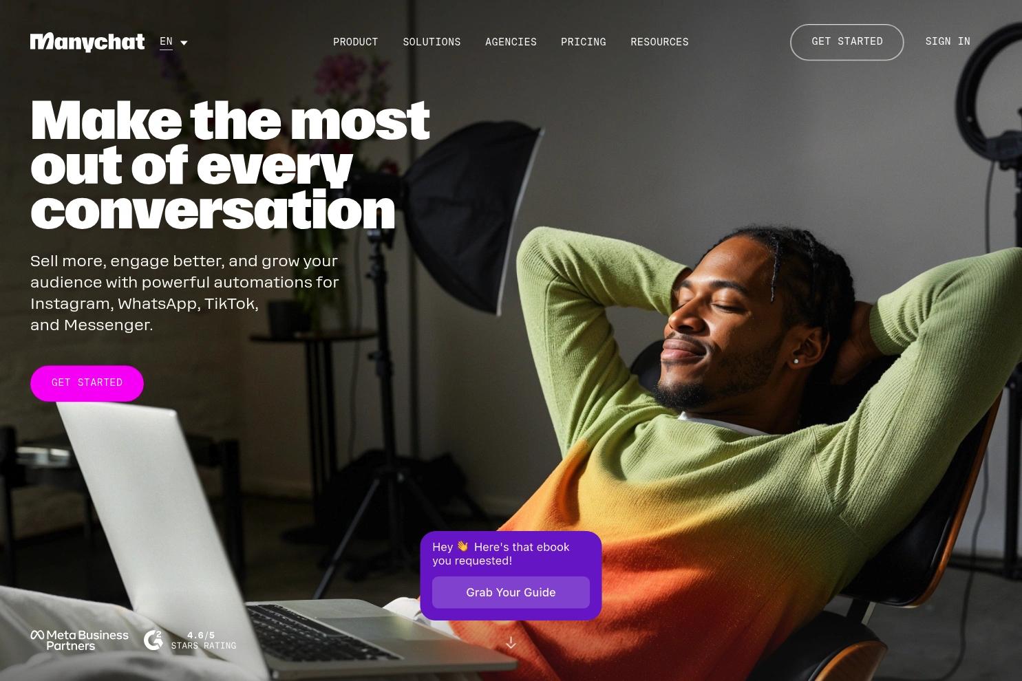 Manychat website screenshot
