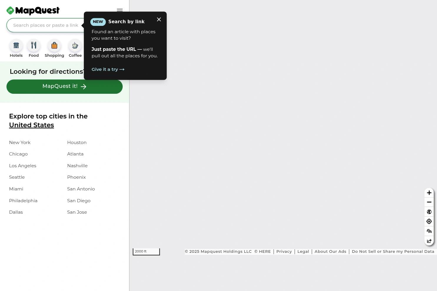 MapQuest website screenshot