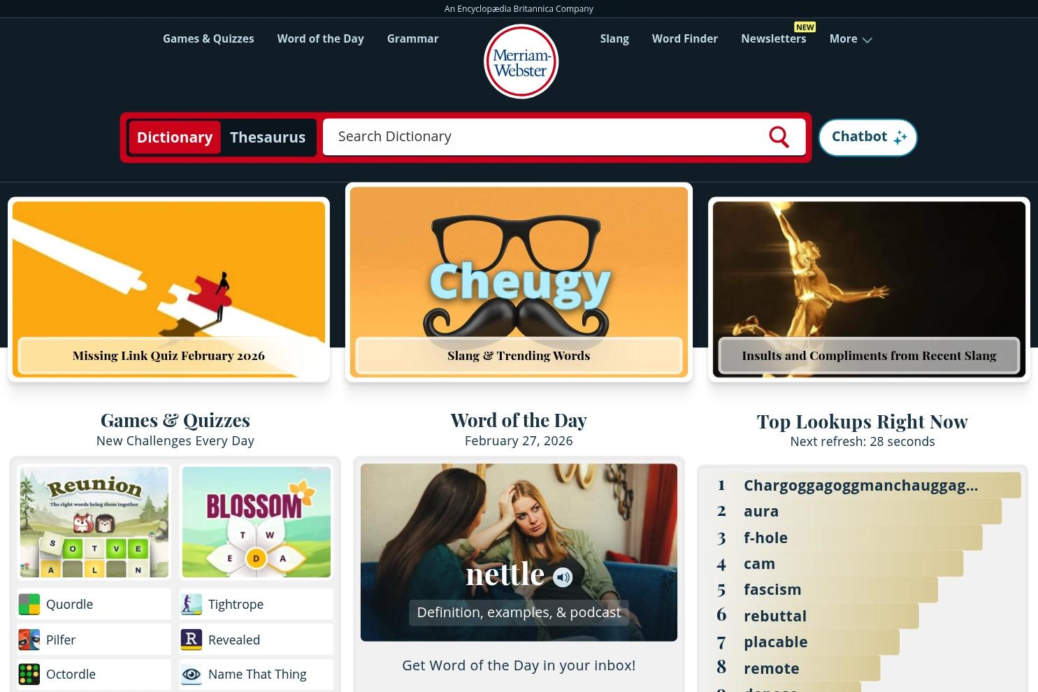 Merriam-Webster website screenshot