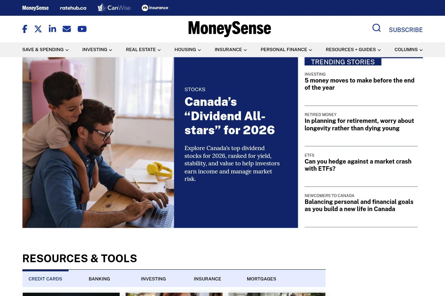 MoneySense website screenshot