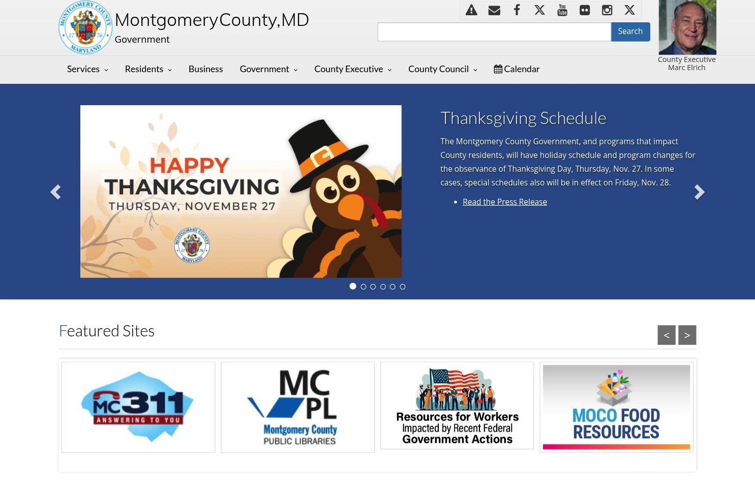 Montgomery County Maryland website screenshot