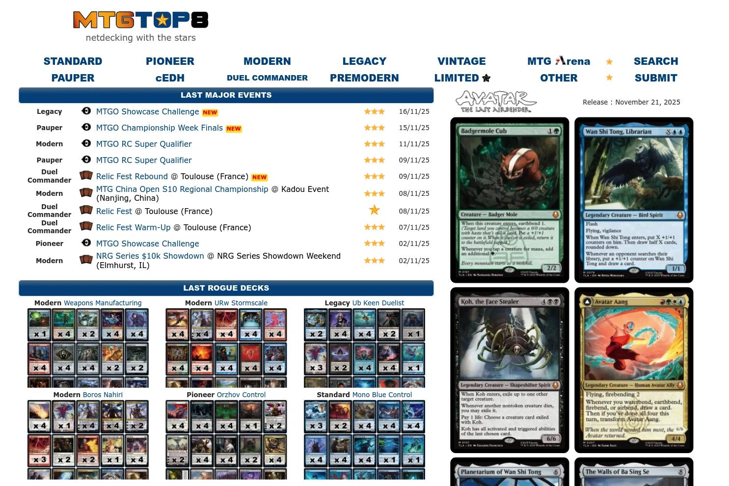MTGTop8 website screenshot