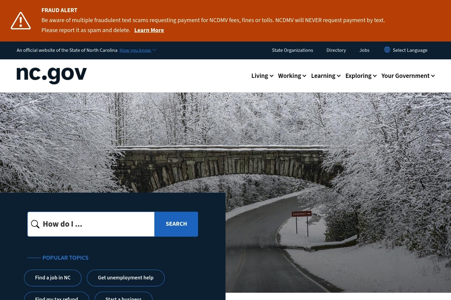 NC.gov website screenshot