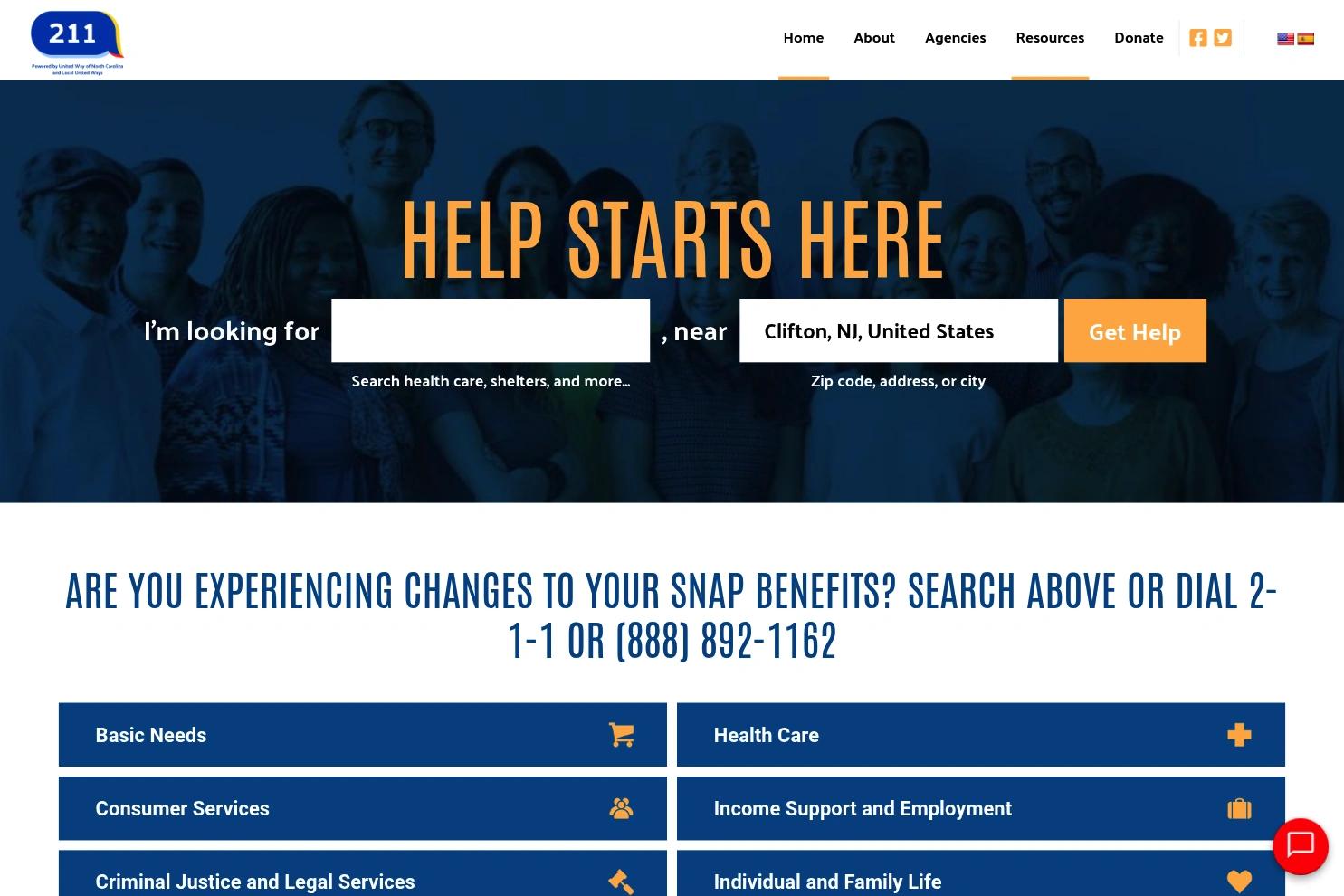 NC 211 website screenshot