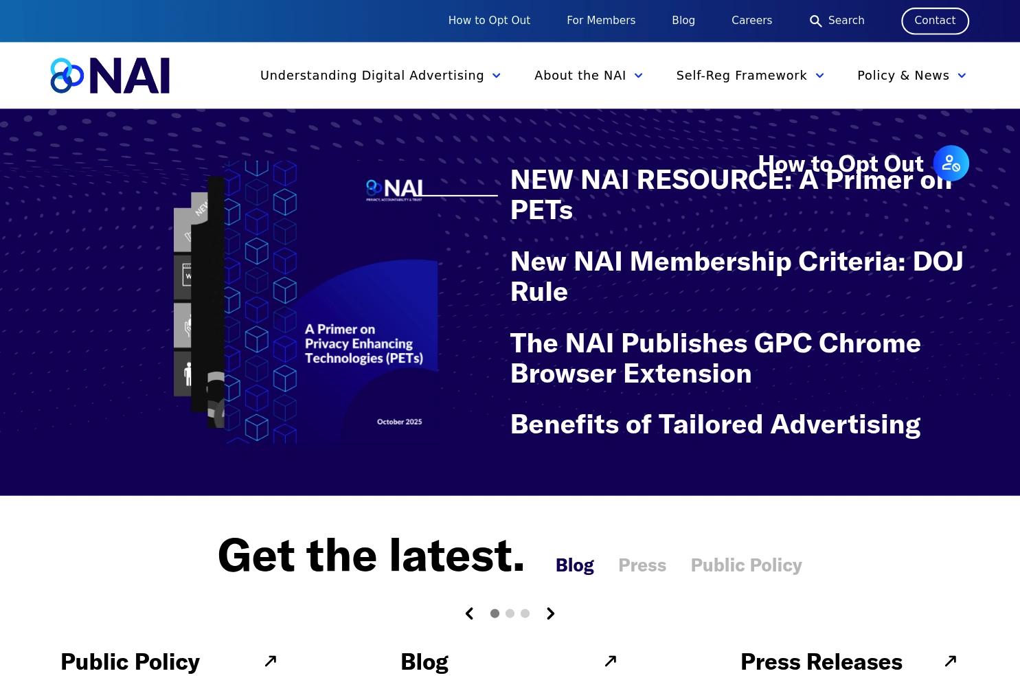 NAI website screenshot