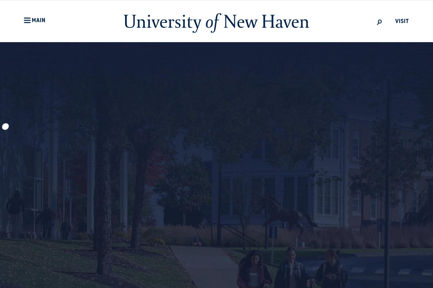 University of New Haven website screenshot