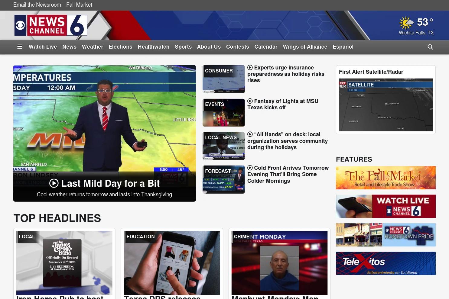 News Channel 6 website screenshot