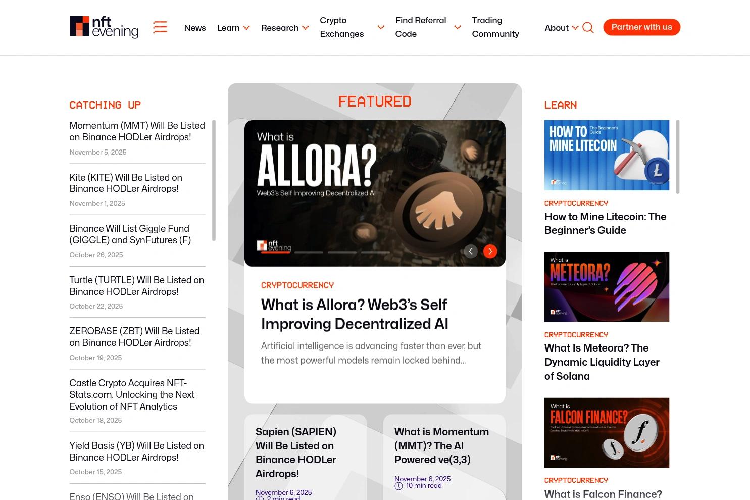 NFTevening website screenshot