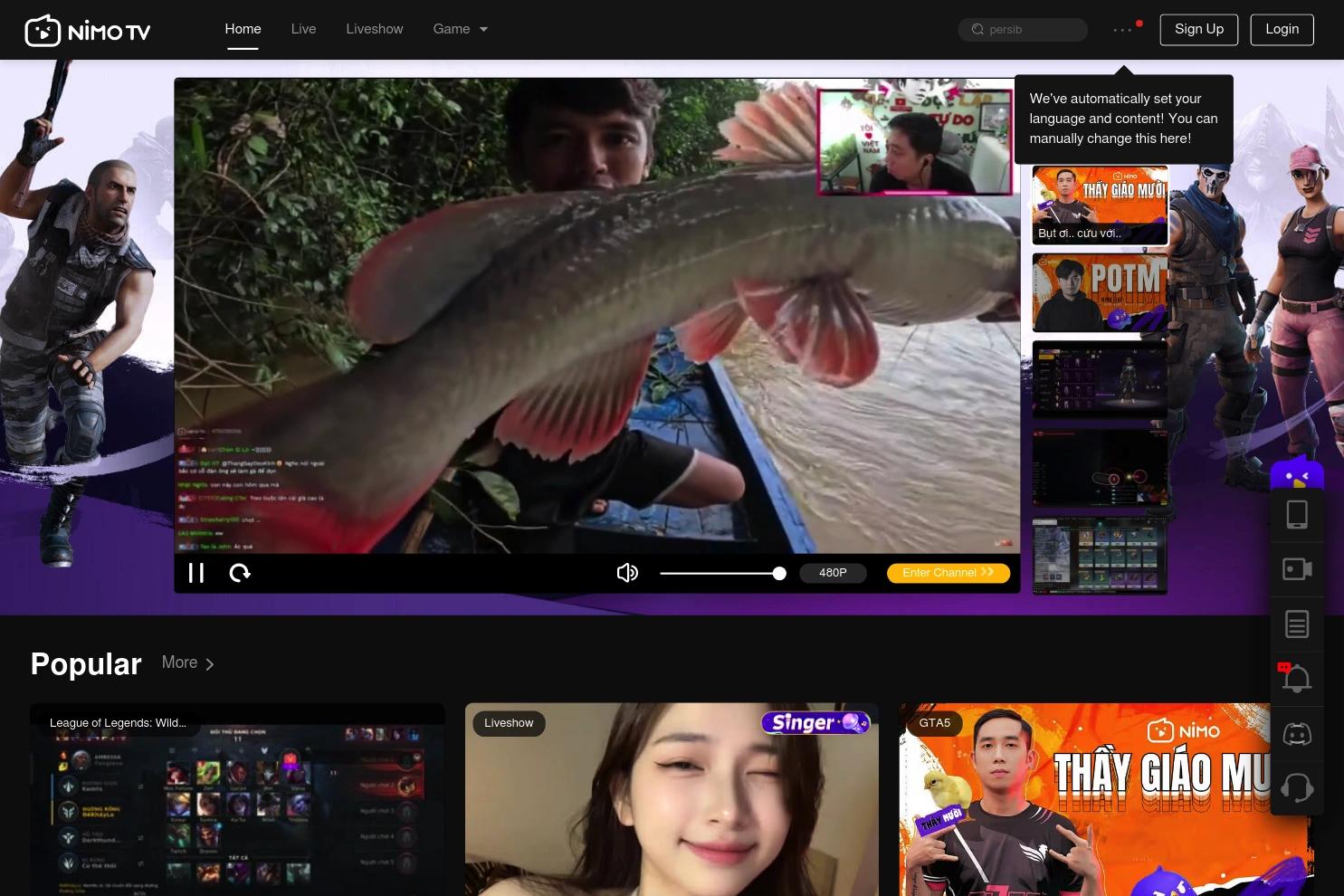 NimoTV website screenshot