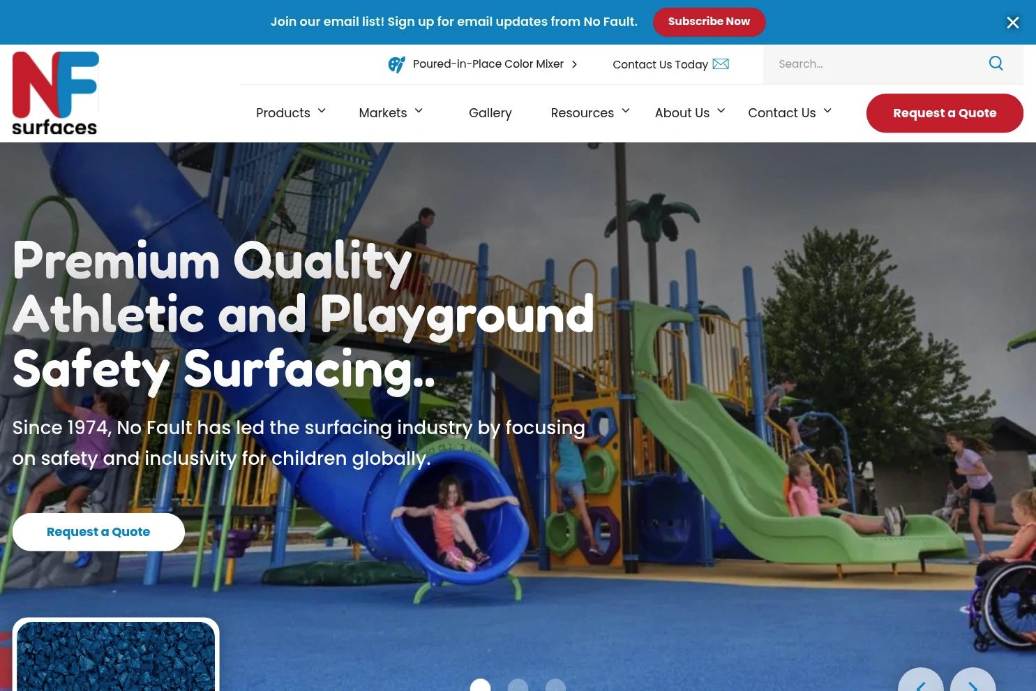 No Fault Surfaces website screenshot