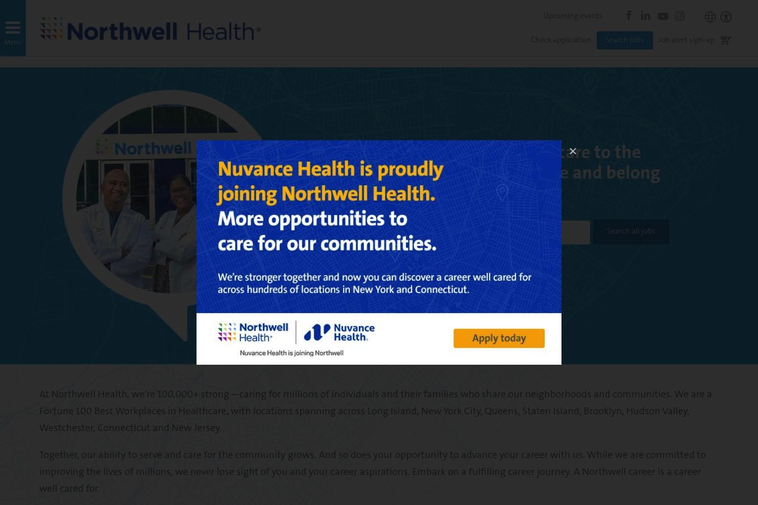Northwell Health website screenshot