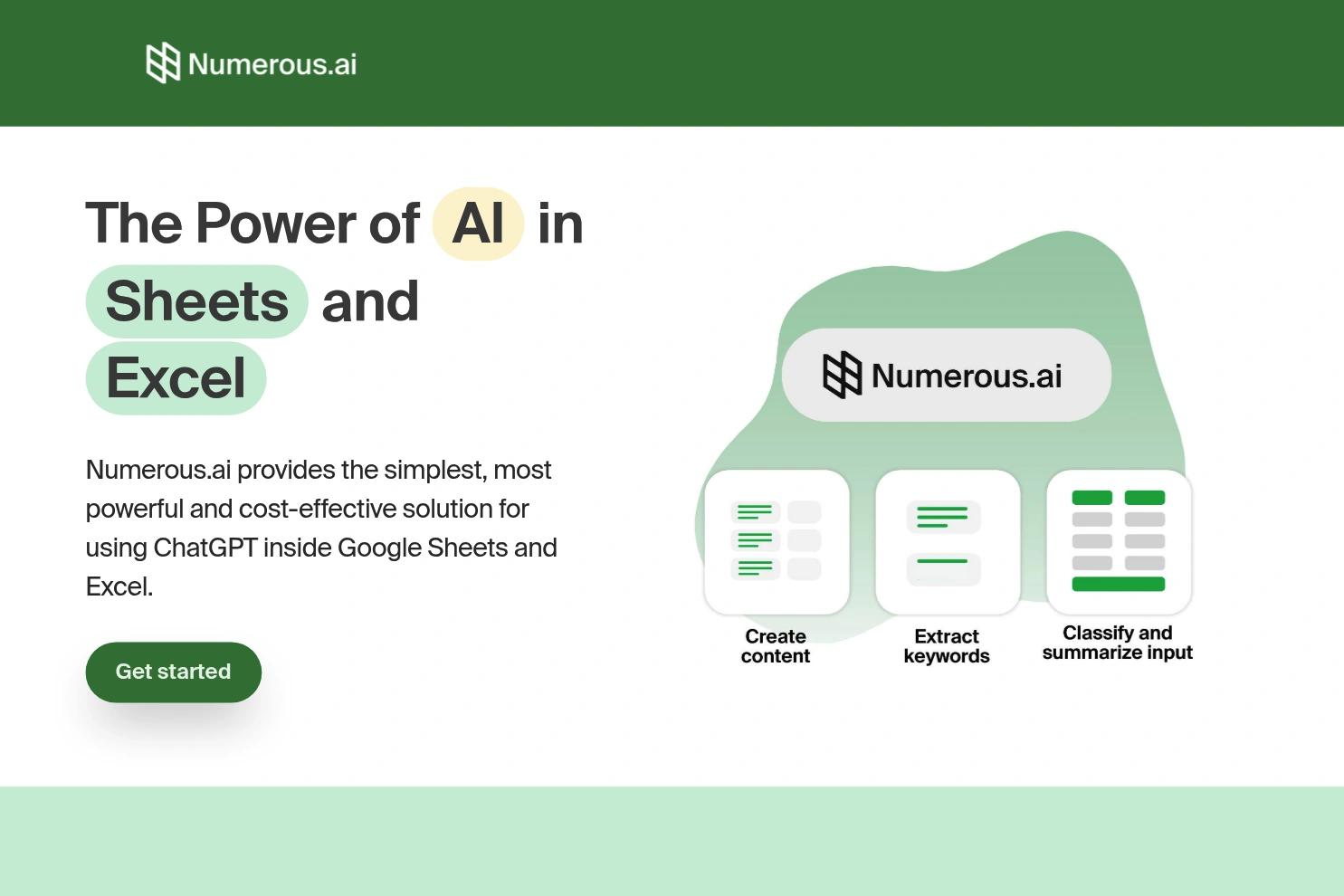 Numerous.ai website screenshot