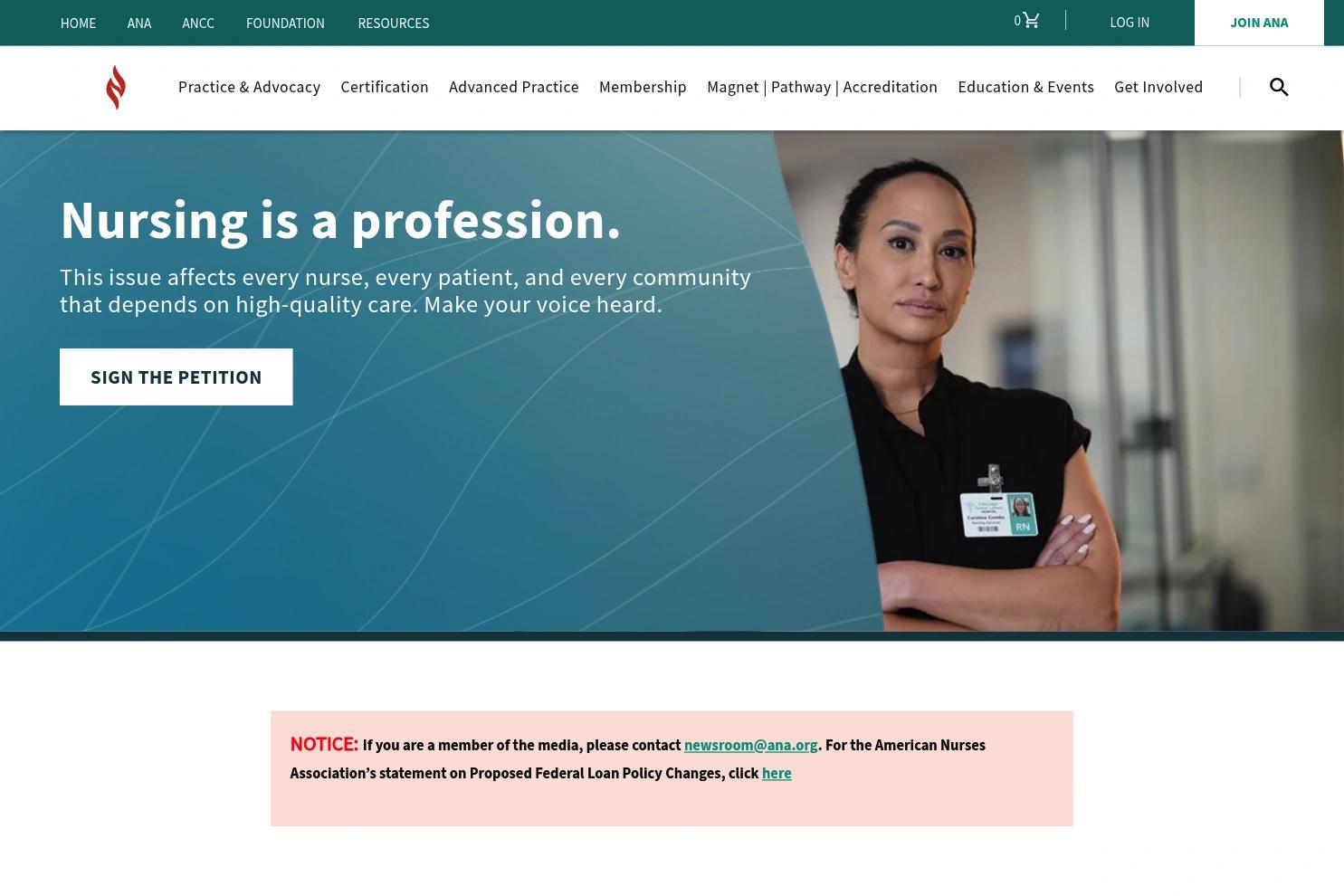 American Nurses Enterprise website screenshot