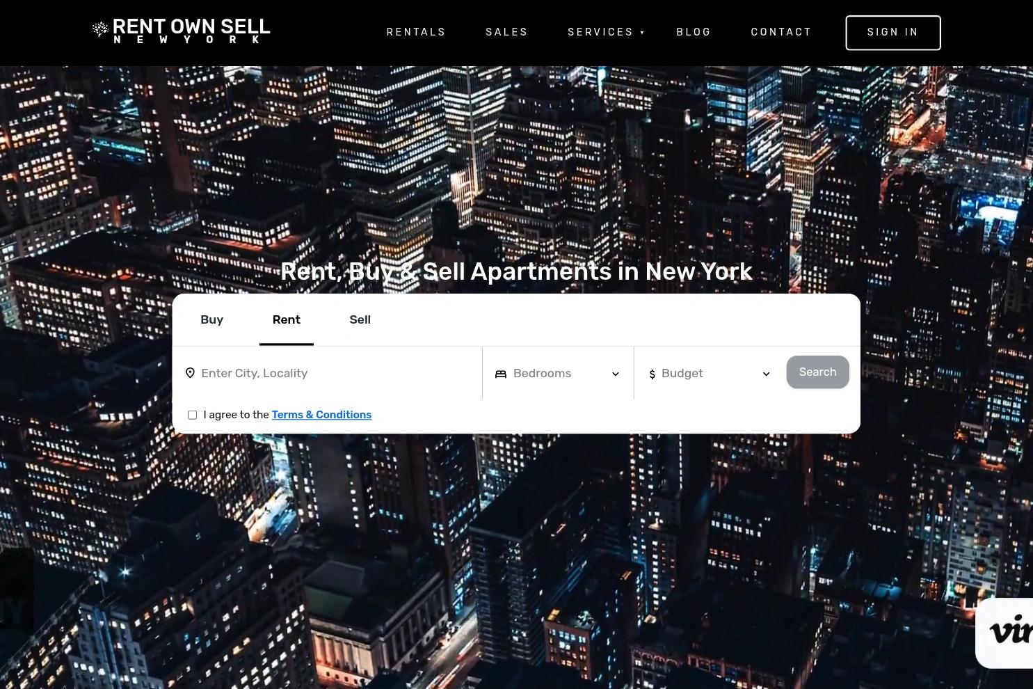 NY Rent Own Sell website screenshot