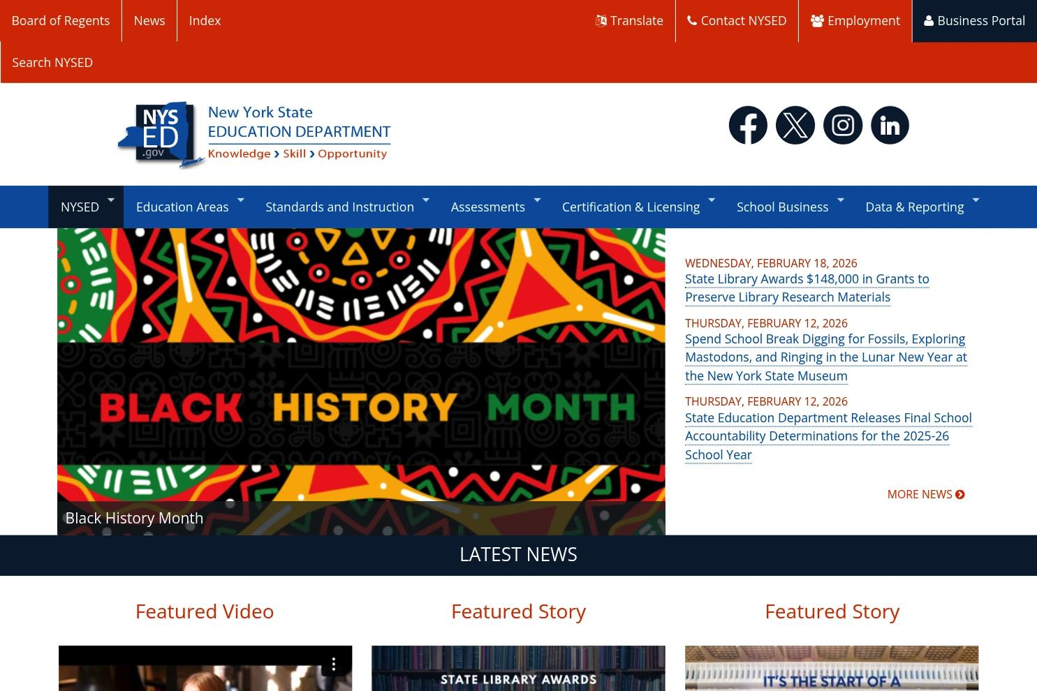 NYSED website screenshot