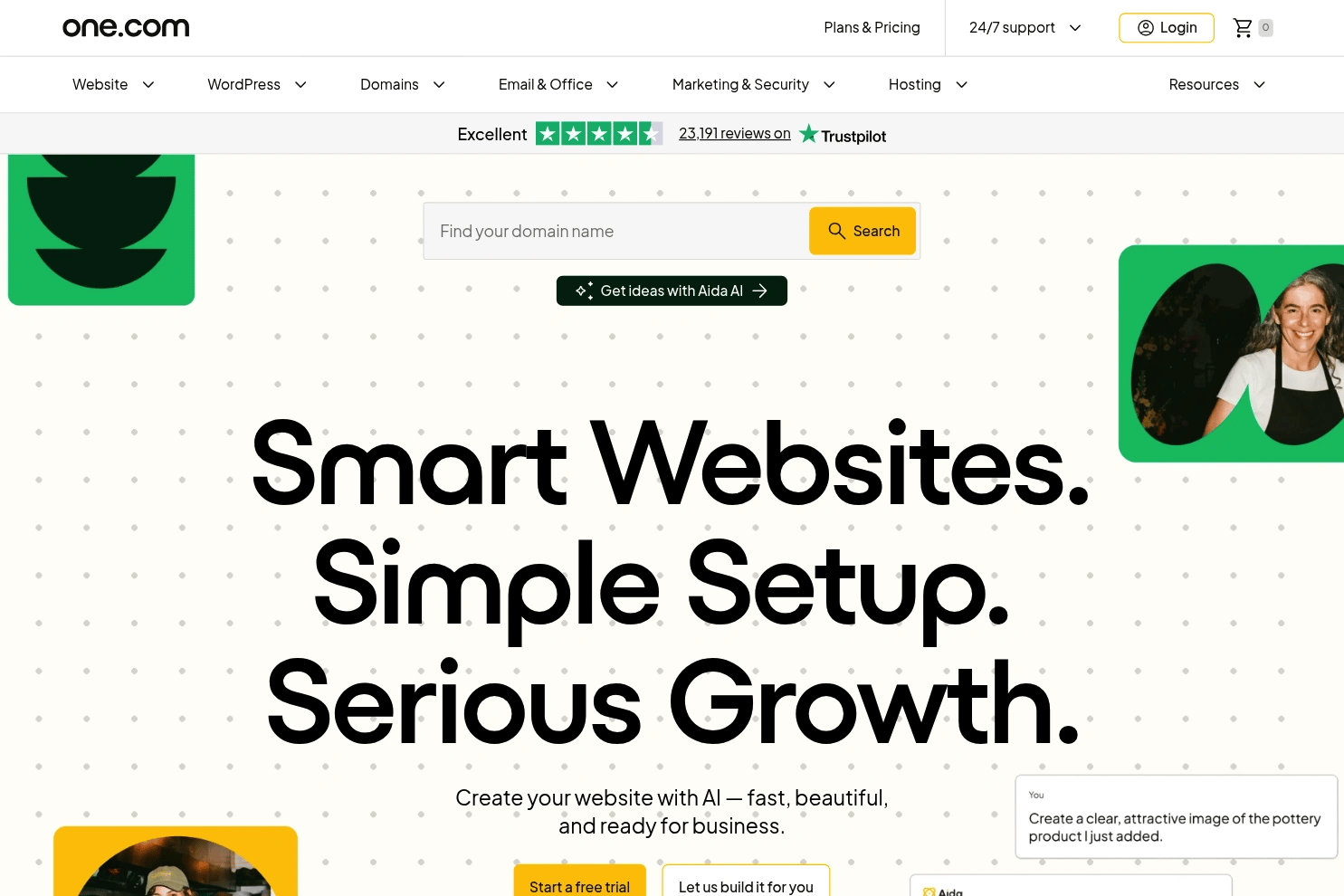 one.com website screenshot