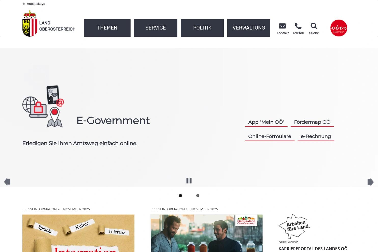 Land Oberösterreich website screenshot