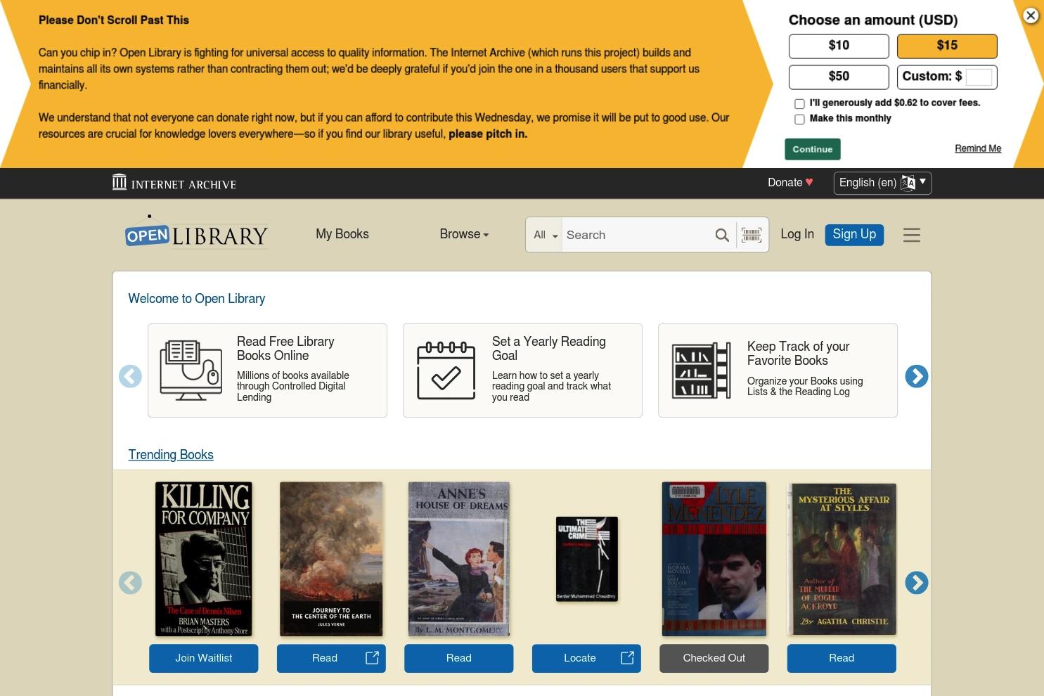 Open Library website screenshot