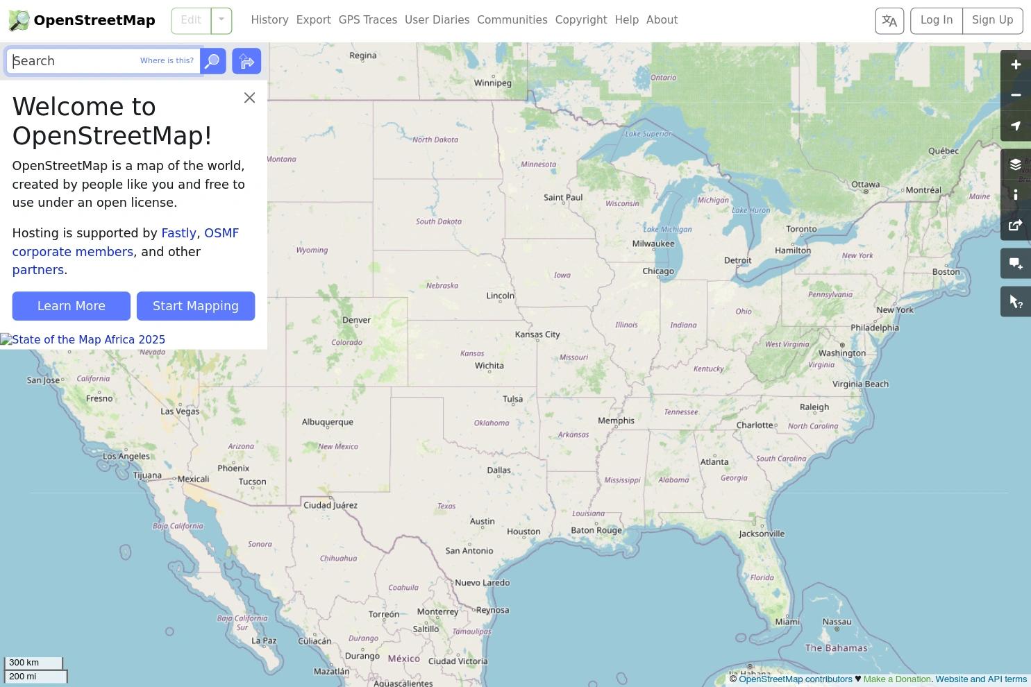 OpenStreetMap website screenshot