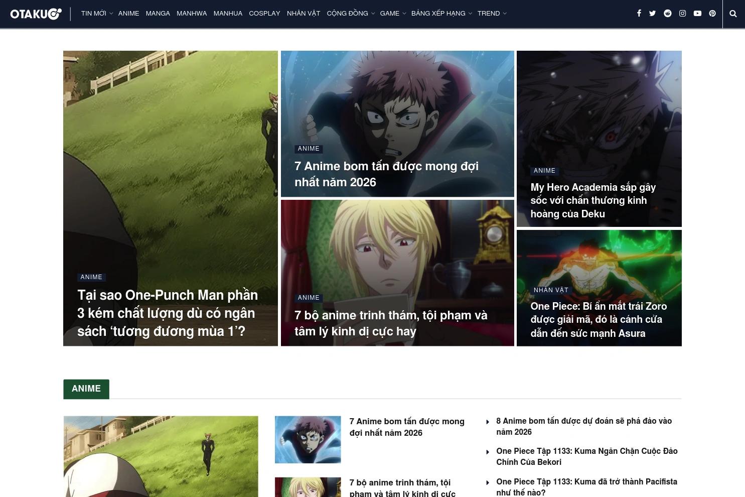 Otaku+ website screenshot