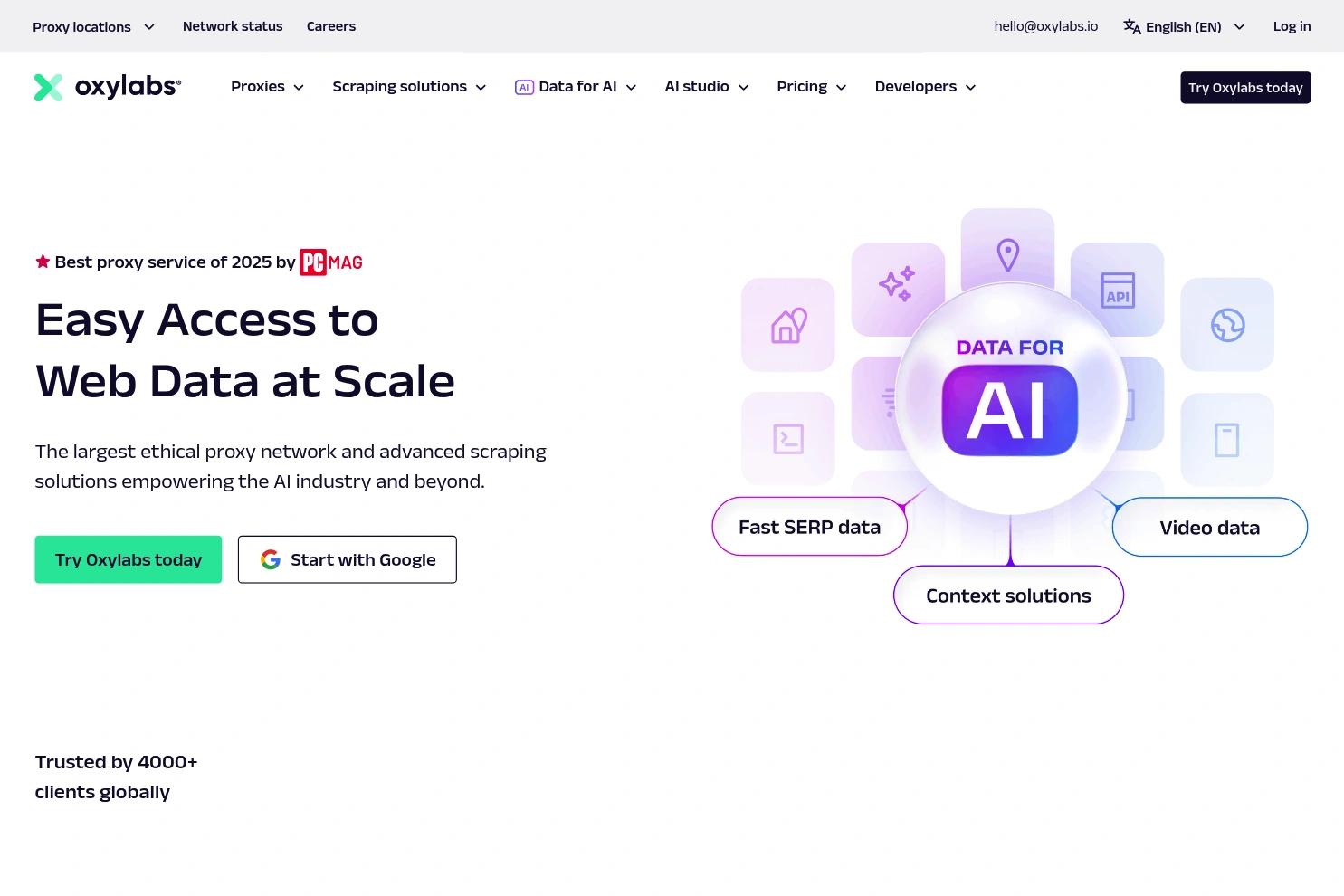 Oxylabs website screenshot