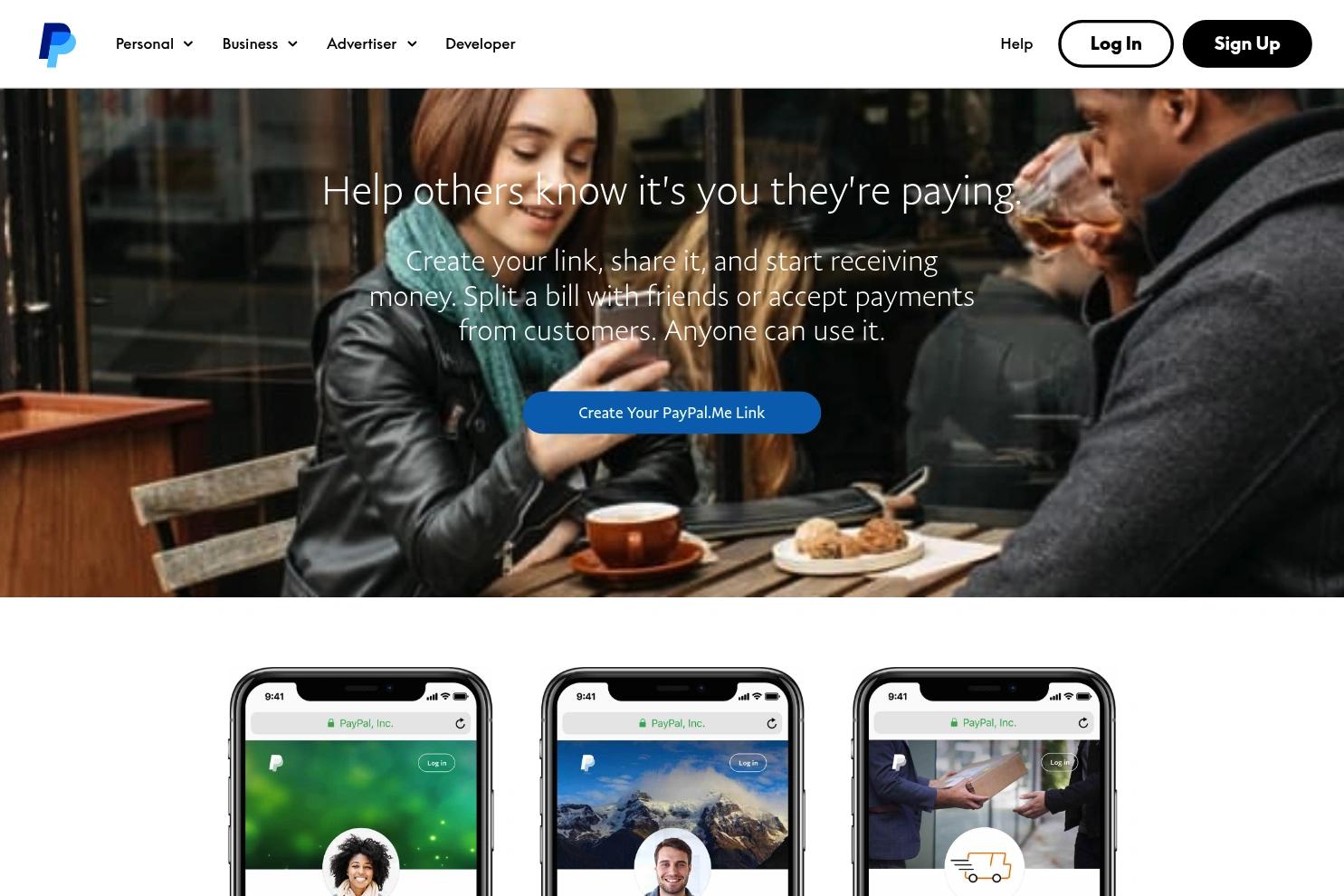 PayPal.Me website screenshot