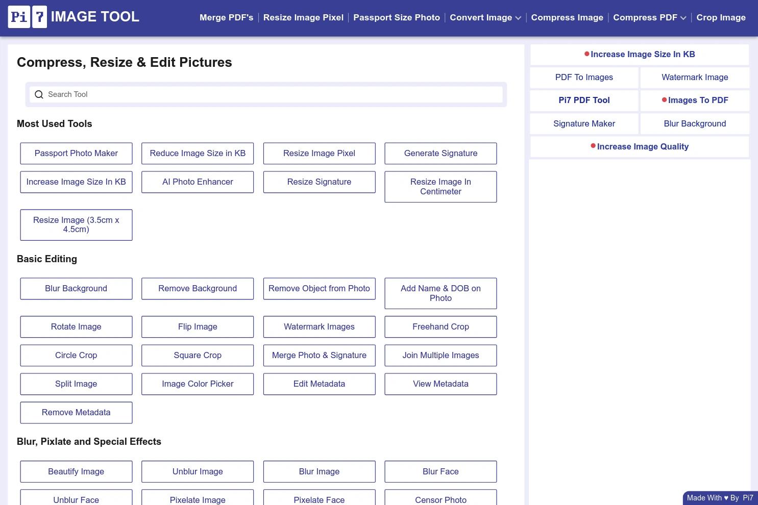 Pi7 Organisation website screenshot