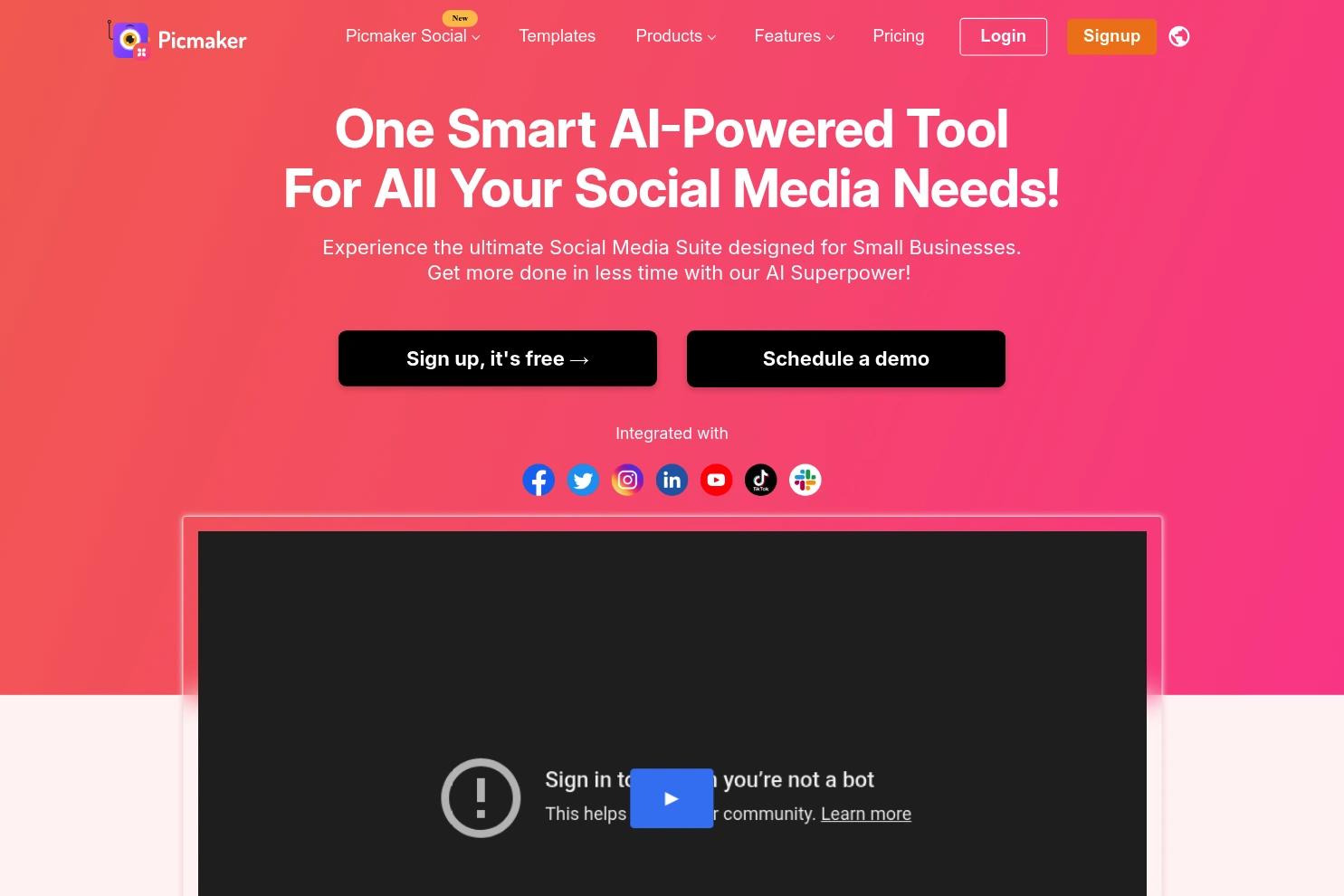 Picmaker website screenshot