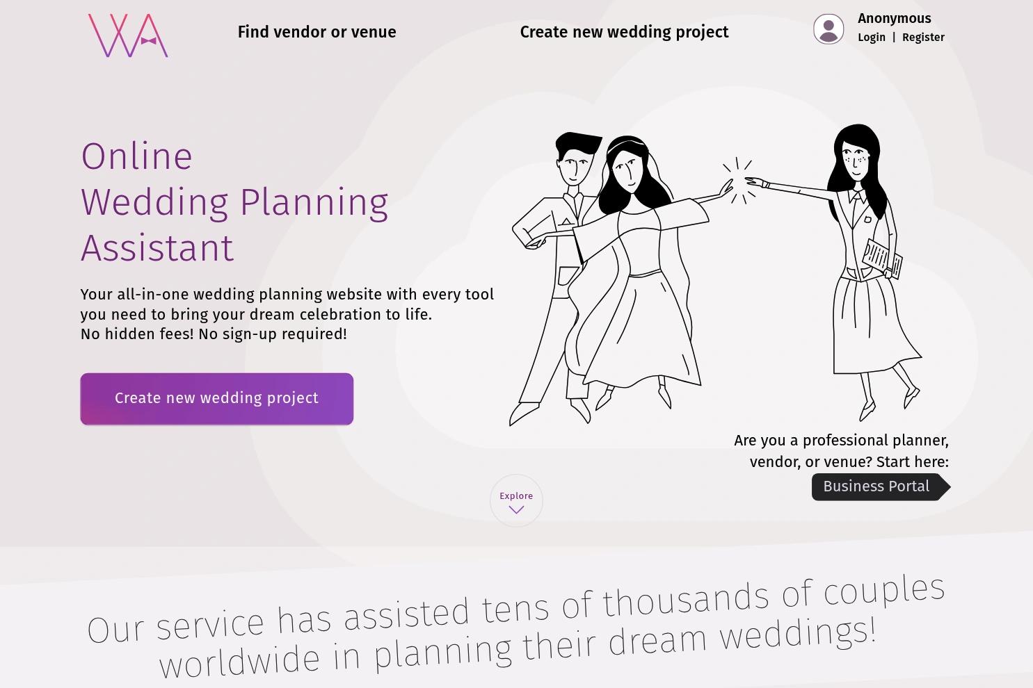 Wedding Planning Assistant website screenshot