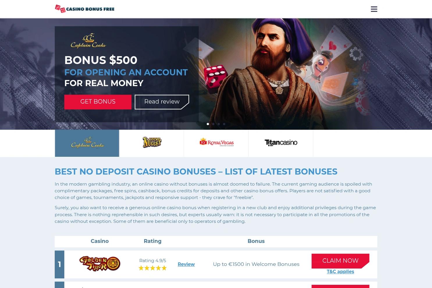 Play Casino Online website screenshot
