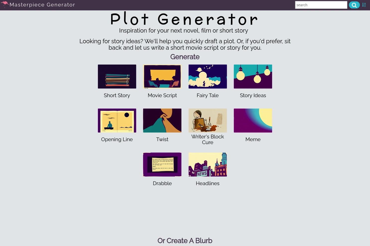 Plot Generator website screenshot
