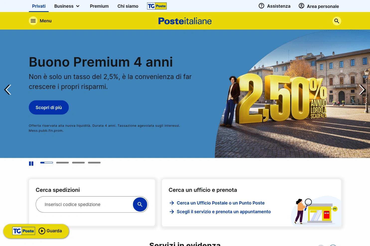 Poste Italiane website screenshot