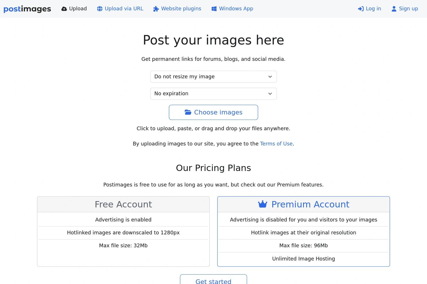 Postimages website screenshot