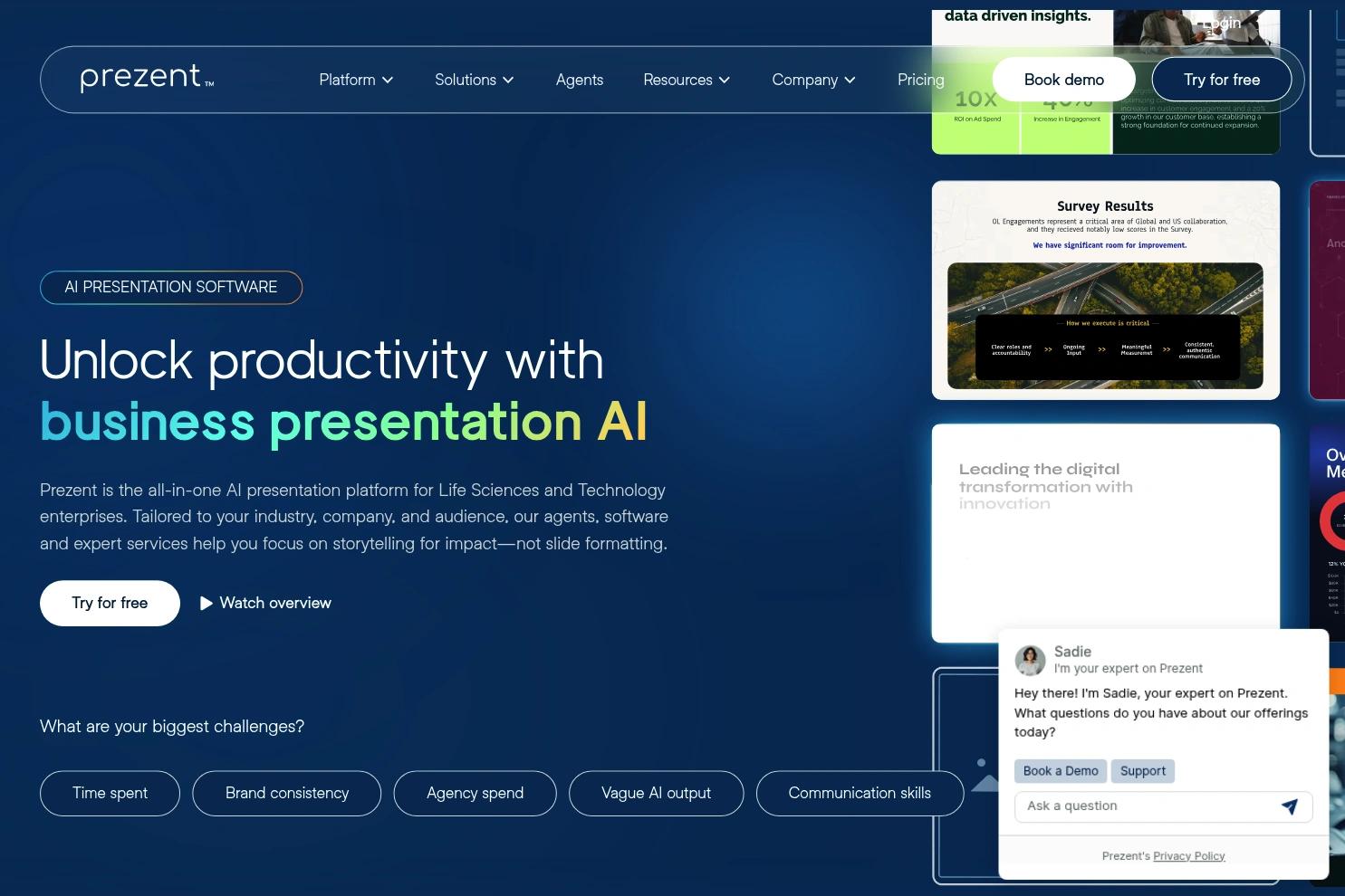 Prezent Vivo website screenshot