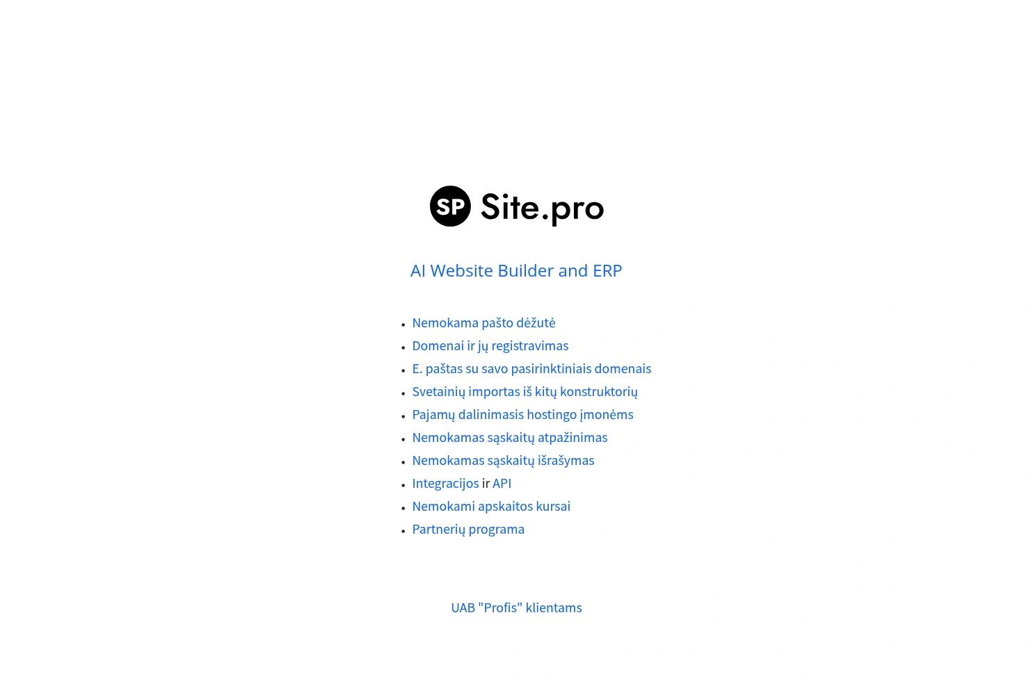 Profis AI Builder & ERP website screenshot
