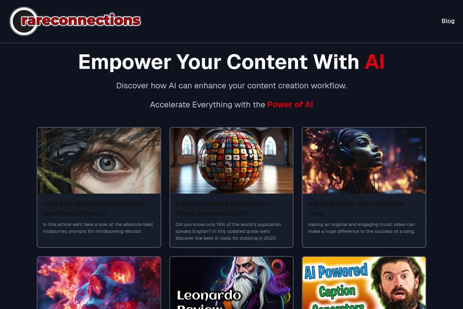 Rareconnections website screenshot